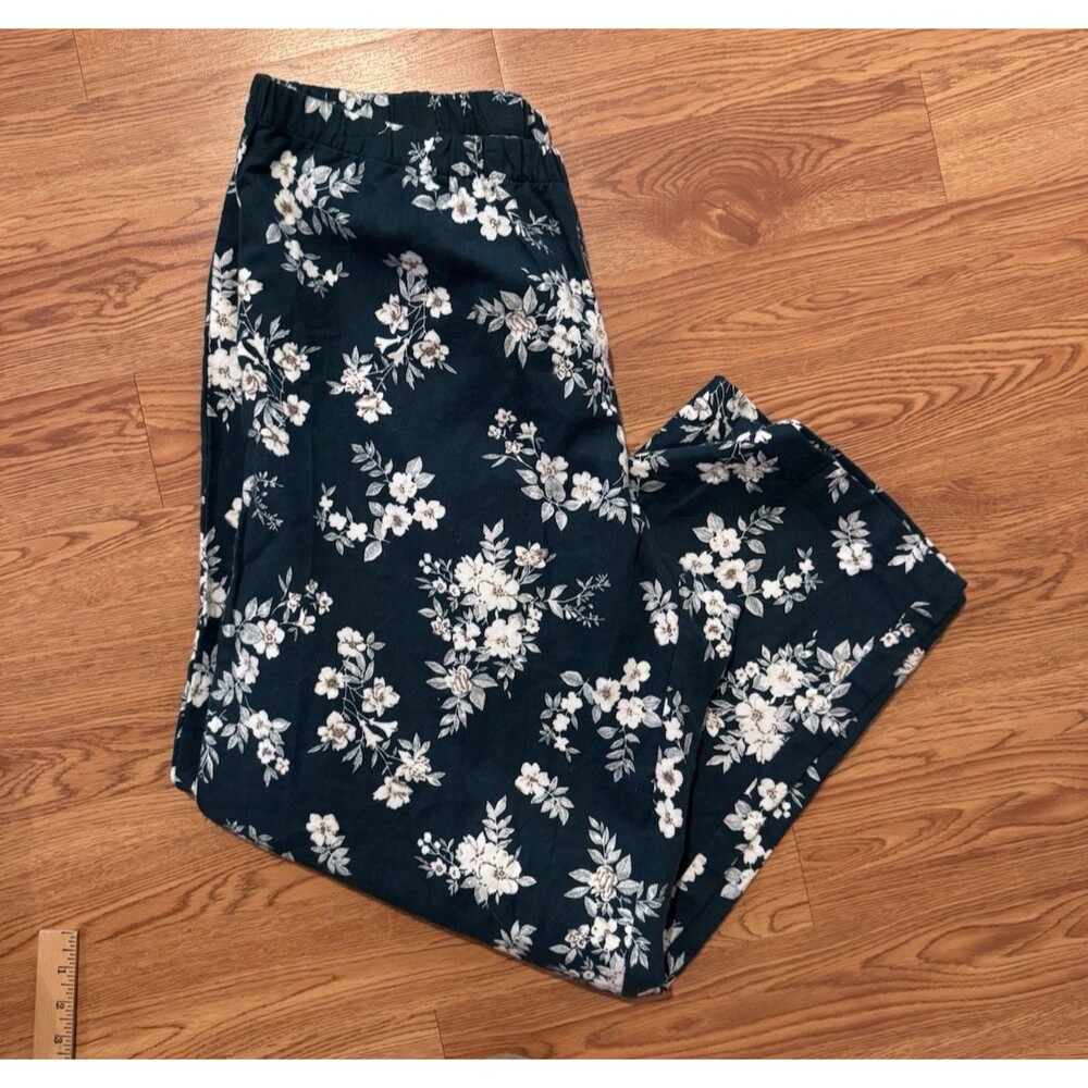Charter Club pajamas pants 100% cotton flannel 2x Drawstring Green Floral